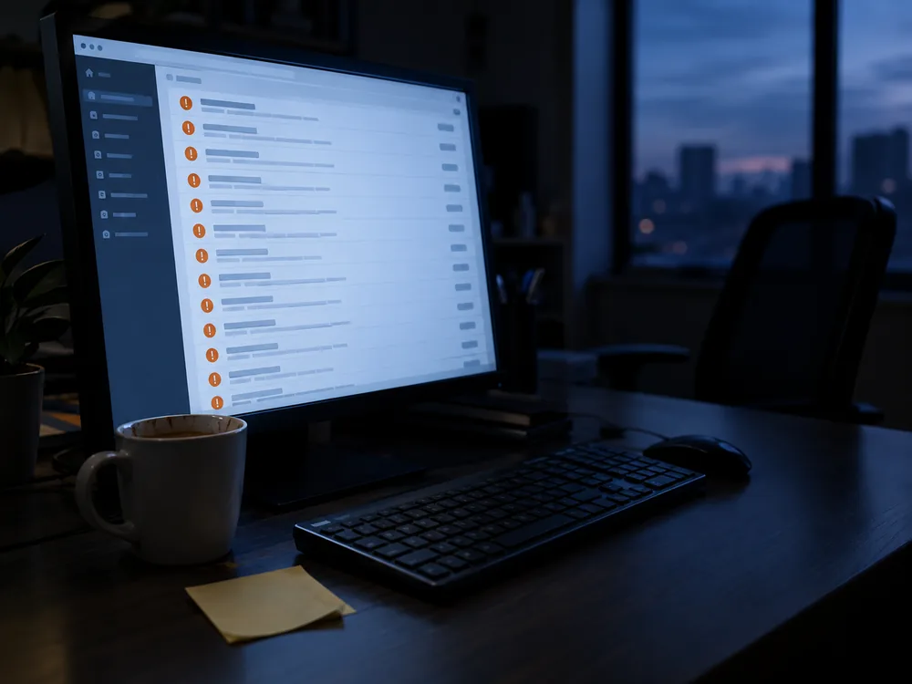 Pantalla con una lista de actualizaciones pendientes acumuladas en una web sin mantener
