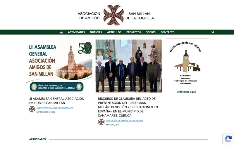 Portada de la web de la Asociación de Amigos de San Millán de la Cogolla
