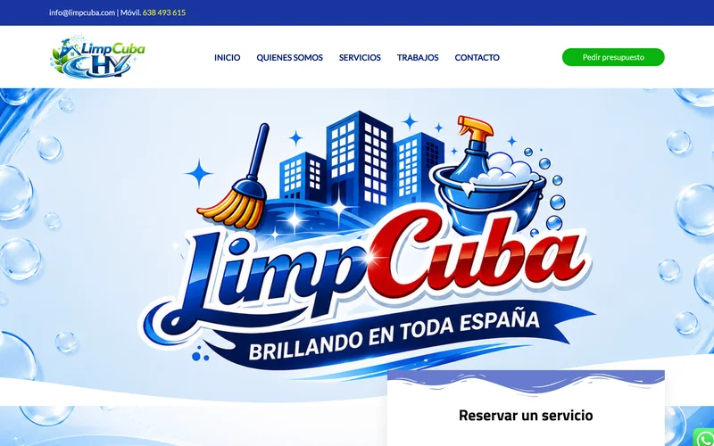 Portada de la web de LimpCuba HY, empresa de limpieza profesional