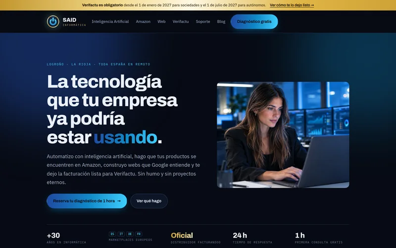 Portada de la web de Said Informática vista en el ordenador